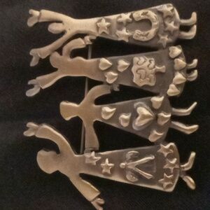 Vintage Broach celebration four ladies in dresses .Coat pin / label pins